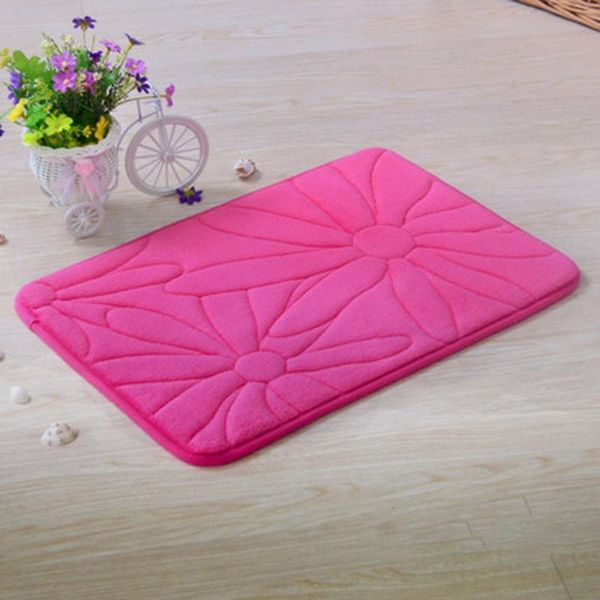 

bath mats 1pc 40x60cm bathroom carpet coral fleece memory foam mat pattern horizontal stripe non-slip