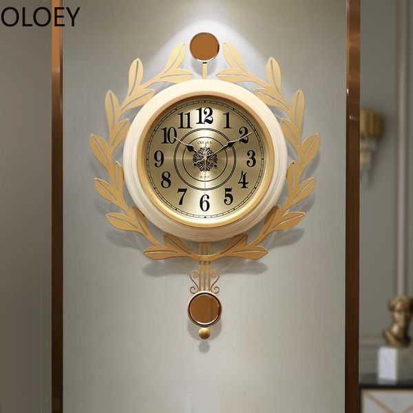 

wall clocks luxury american style metal gold swing watches home decor modern living room clock saat shabby chic