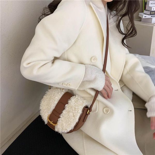 

duffel bags wool fur handbag ladies real plush messenger bag winter fashion multifunctional