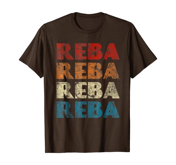 

reba vintage wordmark pattern retro style t-shirt, White;black