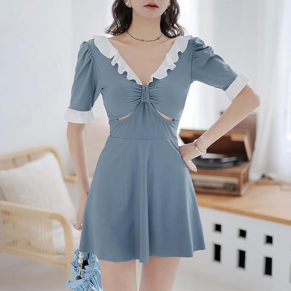 

one-piece suits women one piece bathing suit swimsuit beachwear 2021 high waist swim print polyester sierra surfer dress korean