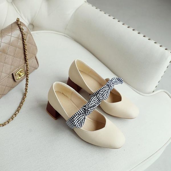

dress shoes pqecfs big size 32-46 spring & autumn solid fashion women med square heels pumps 2 colors, Black