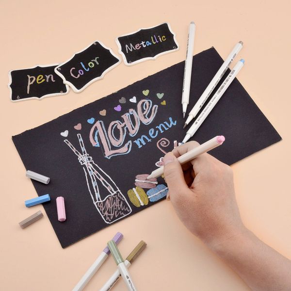 

10 colors metallic marker pen diy scrapbooking crafts fine head soft brush pen art marker pen for stationery school supplies