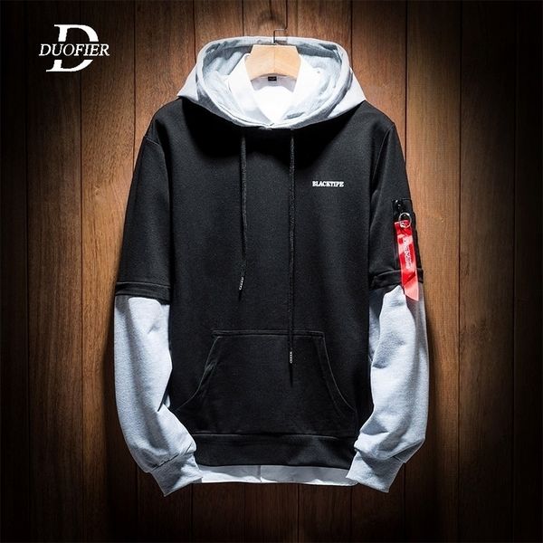 

autumn cool sweatshirt men hip hop patchwork pullover contrast hoodies sportswear long sleeve sweatshirt male street 201113, Black