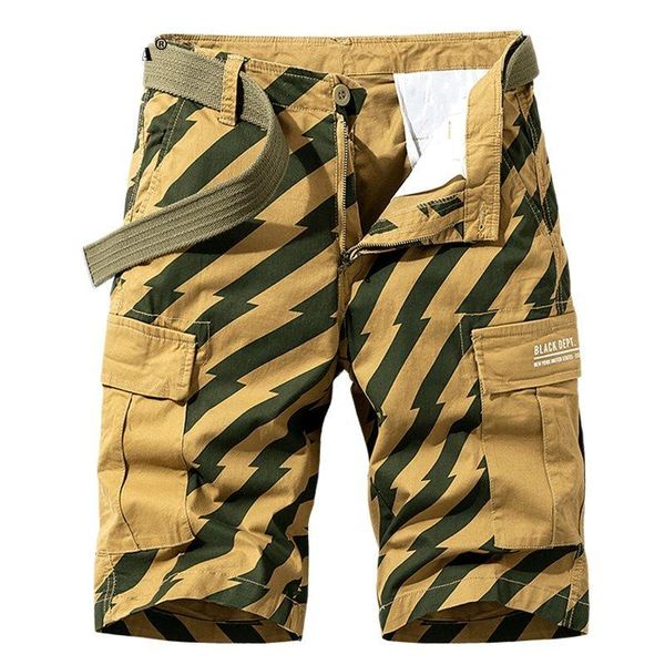 

men's shorts 2021 summer striped casual cargo men loose fashion camouflage tactical military jogger, White;black