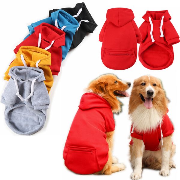 5 Farben Großhandel Hunde Hoodie Sublimation Blanko Hundebekleidung Pullover mit Hut Kaltes Wetter Haustier Hoodies Tasche Kapuzenkleidung Kostüm Winter Hoody Warmer Mantel XS A124