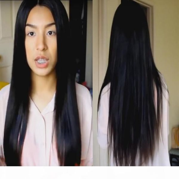 

long straight peruvian full lace human hair wigs for black women 100 unprocessed glueless full lace peruvian hair wig, Black;brown