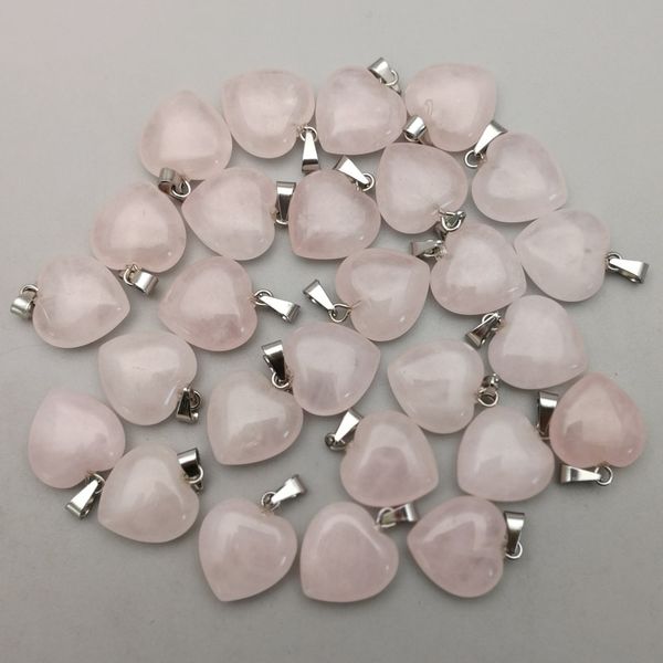 

natural stone 15mm heart rose quartz lapis lazuli turquoise opal pendant charms diy for necklace earrings jewelry making, Bronze;silver