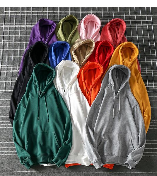 

men's hoodies & sweatshirts fashion brand men's/women's hooded couple loose man boys autumn casual solid color, Black