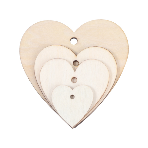 

110pcs diy valentine pendant graffiti heart blank wood slices with rope