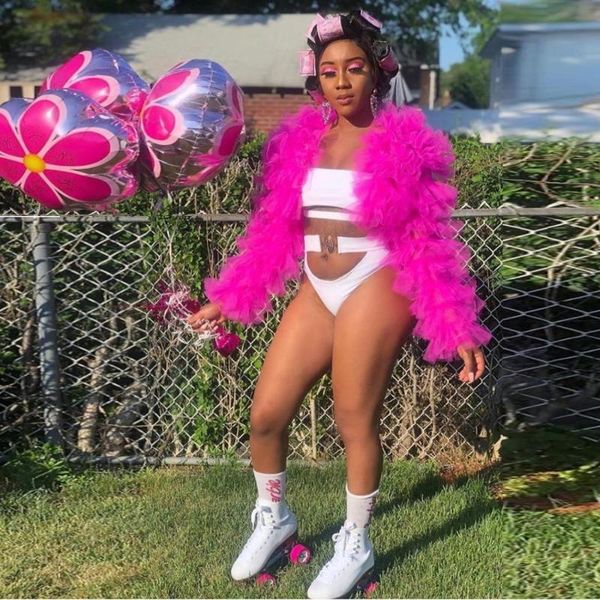 

pink tiered women shirt ropa de mujer tulle blouse fashion blouse women crop fuchsia, White