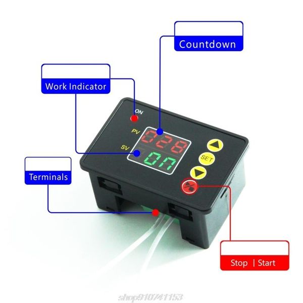 

timers 12v 24v 110v 220v led digital display time delay relay switch t2310 normally open microcomputer controller f08 21 dropship