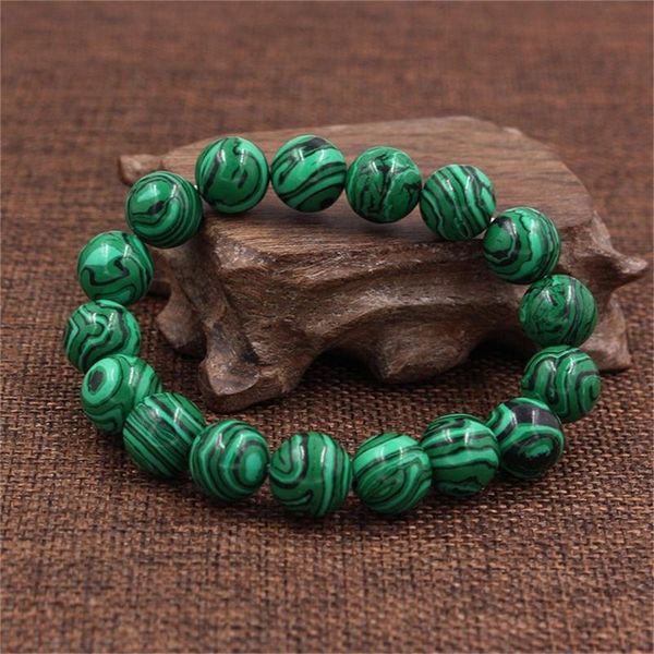 

beaded, strands natural malachite bracelet women jewelry stone stretch couple for men gem beads bracelets, Black