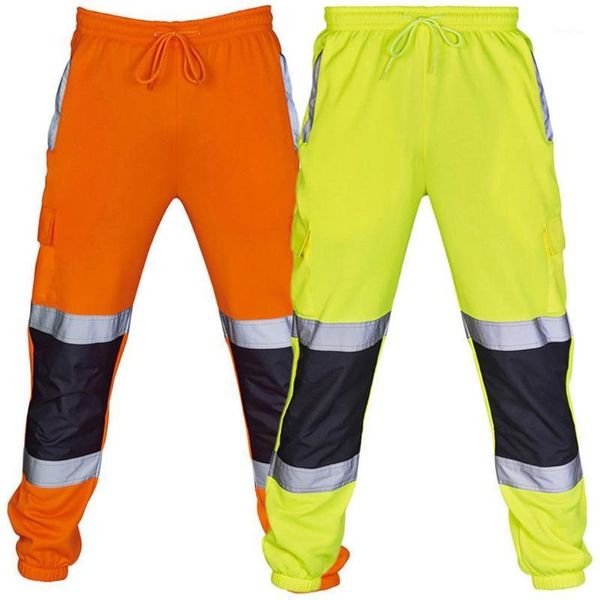 Calças masculinas 2021 homens de moda quente trabalham alta visibilidade macacão casual calças de bolso outono calças reflexivas