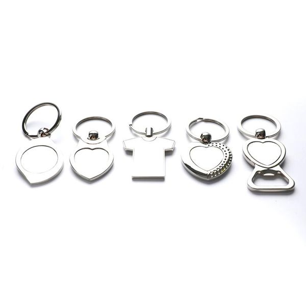 

keychains cute blank round rectangle heart mental key chain diy tags accessories keychain party handmade gifts supplies, Silver