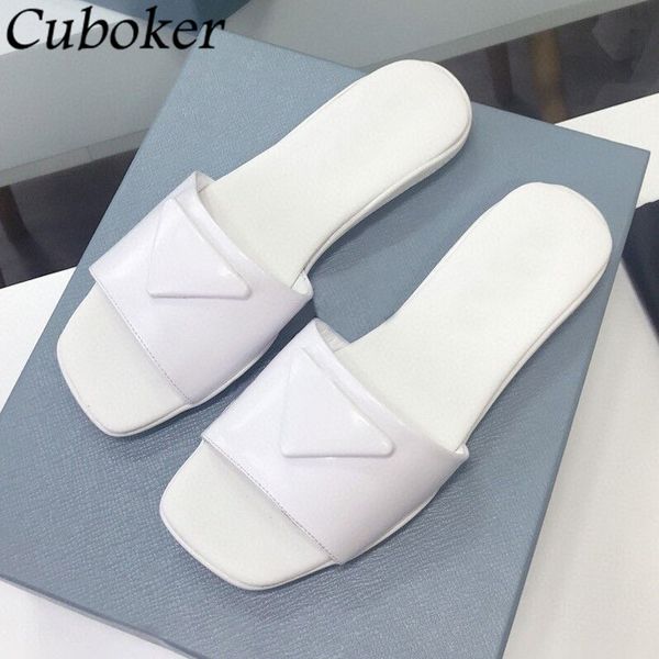 

official website 70% off outlet luxury brand designer summer flat slippers women patent leather peep toe female slides causal flip flop shoe, Black