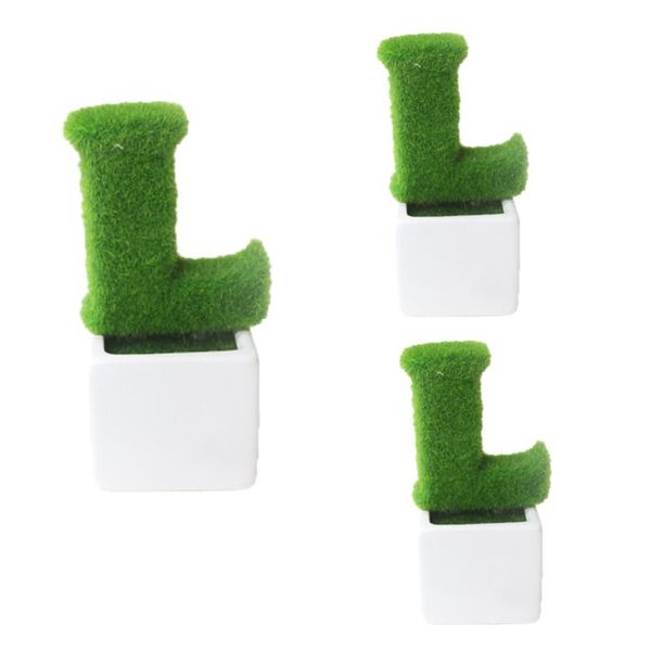 

1pc flocking letter bonsai square potted artificial plants home ornaments deskdecor (letter)