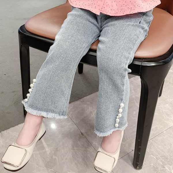 

jeans girls pearls toddler girl spring autumn for kids casual style clothes, Blue