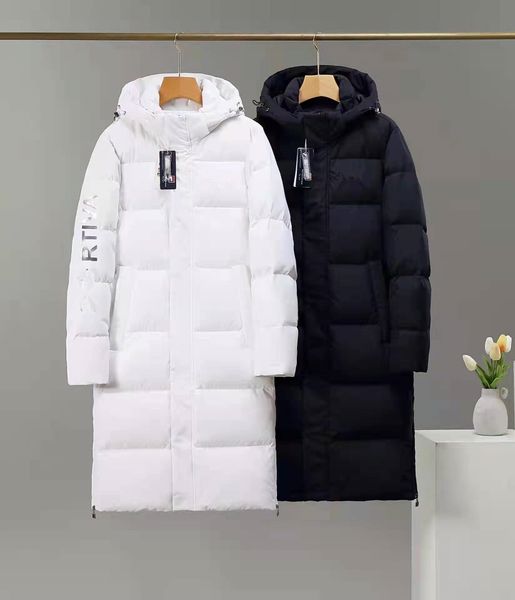 

long thick men's and women's couples korean version of down jacket 90 velvet high down filling-, Black