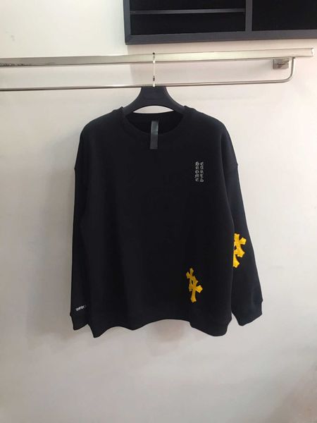 

chao brand new ch crosin gold cross printed pure leather embroidered sweater in autumn and winter of 2020 for men and women, Black