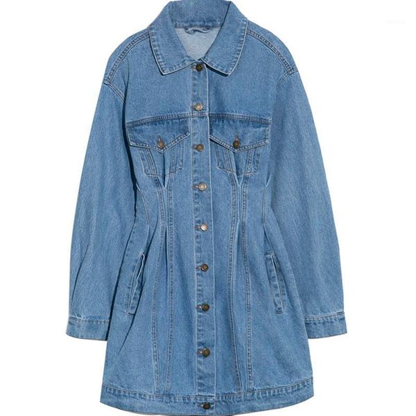 

denim dress for women casual with button pocket mini jeans long sleeved elegant solid color high waist dresses, Black;gray