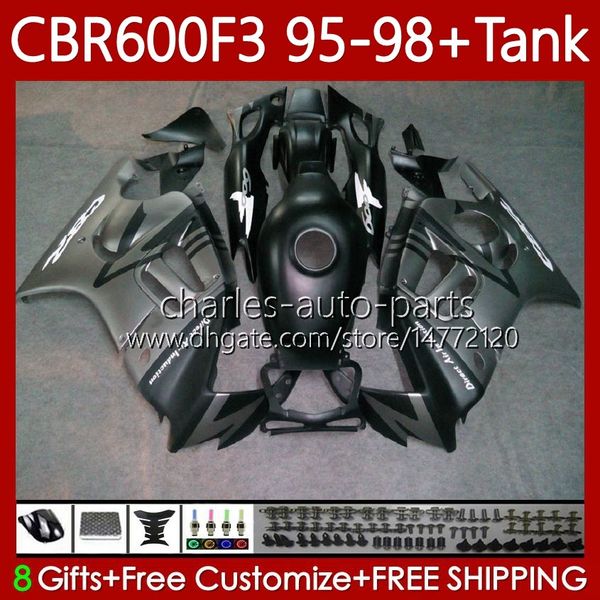 Fairings + Tank for Honda CBR 600 600F3 CBR600 F3 FS CC 1997 1998 1995 Body 64No.127 CBR600F3 600cc 600FS 95-98 CBR600-F3 CBR600FS 97 98 95 96 Kit de carroçaria fosco cinza