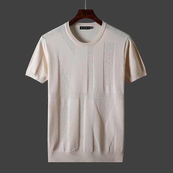 

men's t-shirts summer fashion o-neck t-shirt male solid color trendy loose plus size 7xl short-sleeved knitted tees, White;black