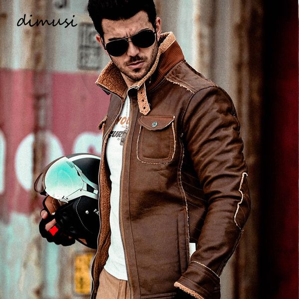

men's pu leather jacket winter moto air force thick coat retro fur collar outerwear men tactical 4xl kg-470, Black