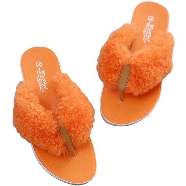 

slippers women home comfort fashion furry slides fur flip flops woman indoor shoes flat cute solid female house, Black