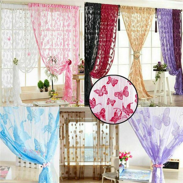 

blinds set jacquard butterfly curtain lace fabric baby kid girl bedroom window balcony door sheer panel fancy curtains