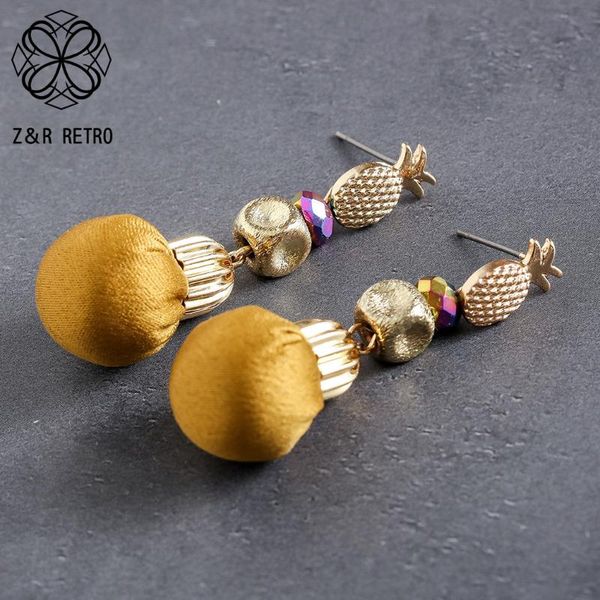 

dangle & chandelier vintage drop earrings with pineapple bead sweet pendientes suspension pendant jewelry for women accessories aesthetic oo, Silver