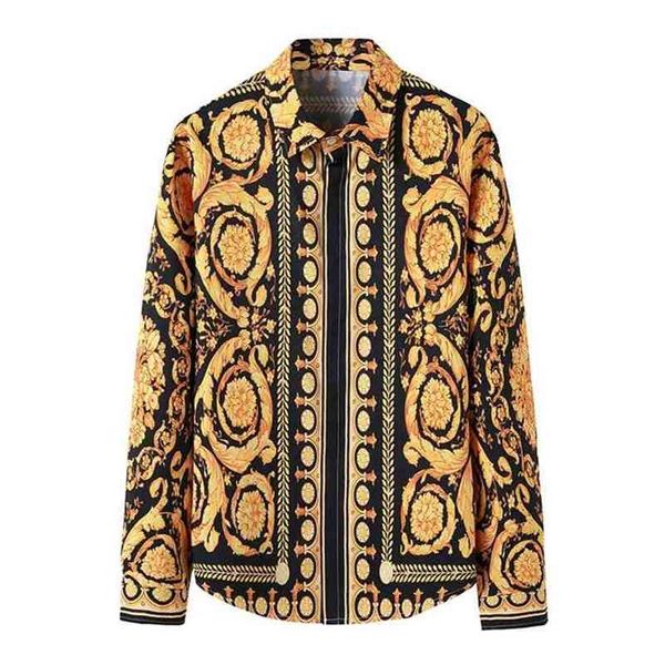 

luxury royal shirt men brand long sleeve s dress s baroque floral print party formal camisas hombre 210626, White;black