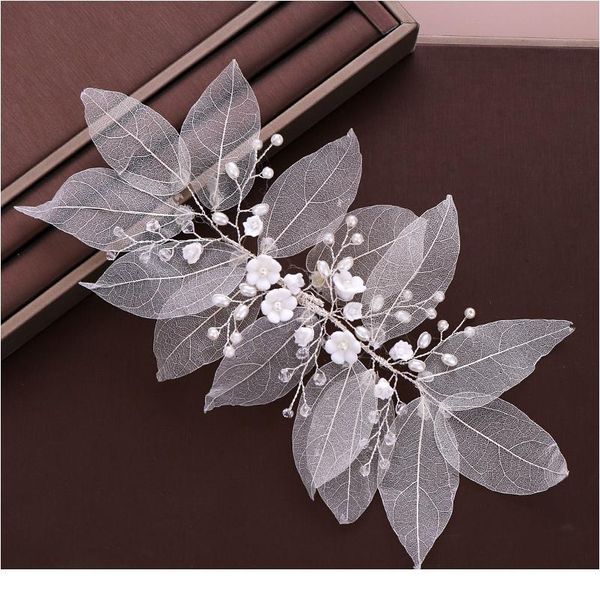 

the new wedding head jewelry flower leaf headband bridal hair accessories pearl tiara leaf ornaments women accessor qylyah