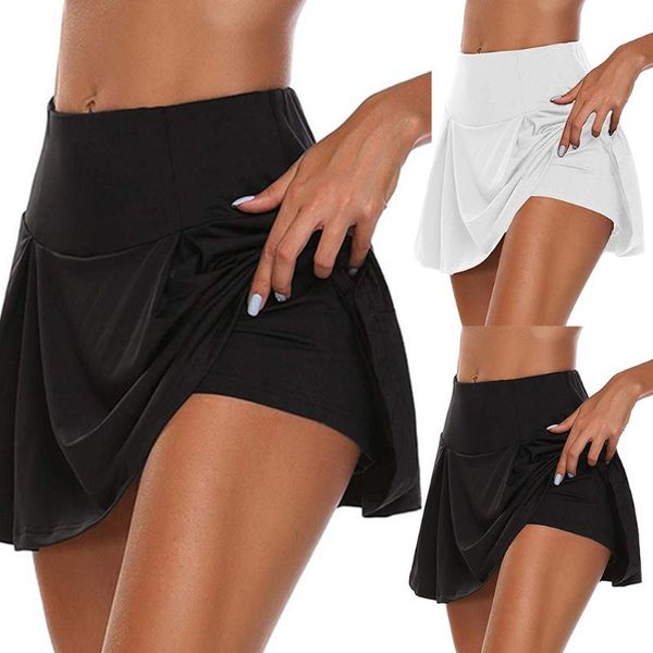 

women tennis yoga a-line skirt fitness short skirts fake two piece skirt