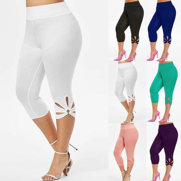 

yoga outfit women's 3/4 leggings plus size trousers high waist opaque pants sportswear short training croped tights