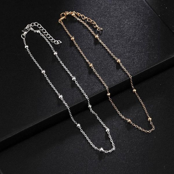 

chokers simple trendy summer choker necklace for women beads chain minimalist jewelry, Golden;silver