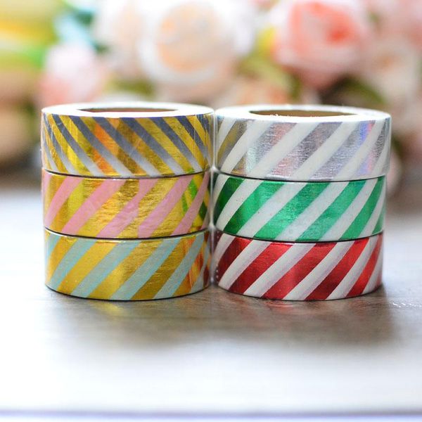 

gold foil 10m paper tape stripe pattern diy craft papeleria scrapbooking tool christmas decorative washi tape 10m