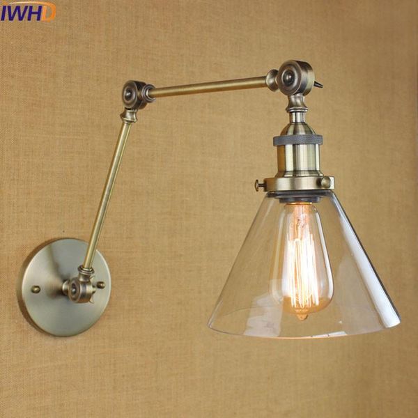 

wall lamp iwhd swing long arm light up down vintage glass led bedroom iron wandlamp home lighting edison bulb