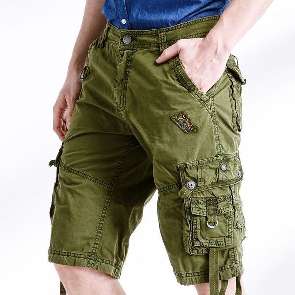 

cargo shorts army camouflage work bermuda fashion brand clothing baggy military 100% cotton casual short men's, White;black