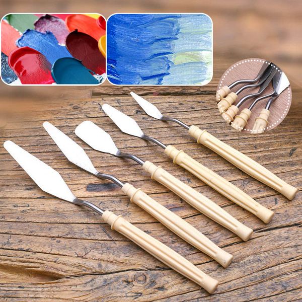 

5Pcs/set Mix Oil Painting Palette Knife Stainless Steel Scraper Spatula Art Supplies for Artist Canvas Oil Paint Color Mixing