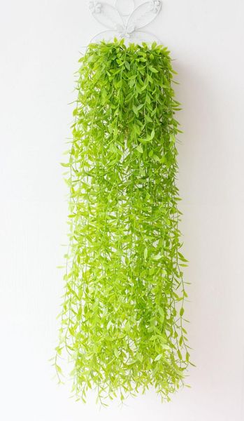 

5pcs/lot artificial green plants hanging ivy leaves radish seaweed grape fake flowers vine home garden wall party decoration