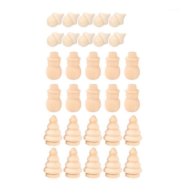 

christmas decorations 30pcs adorable wood ornament festival pine cone snowman tree painting ornaments party supplies
