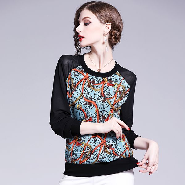 

2021 new nova marca a longo-sleeved chiffon das mulheres da primavera e vero camisas meninas moda o-pescoo camisa costura senhoras liea, White