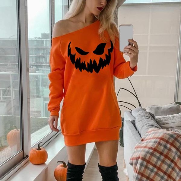

casual dresses women dress cold shoulder pumpkin costume halloween christmas women's clothing 2021 midi vestido, Black;gray