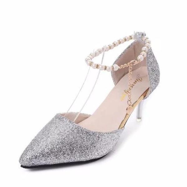 

dress shoes selling pointed toe pearl women high heel sandals 2021 summer breathable heels platform, Black