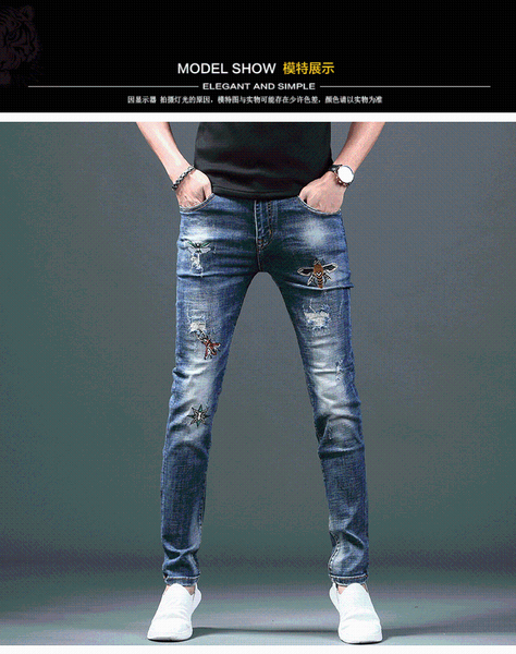 

men's jeans sw03129 fashion 2021 runway european design party style clothing, Blue