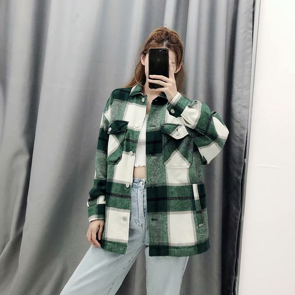 

autumn's style fashion temperament of cotton plaid shirt women jacket losb, Black;brown