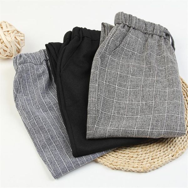 

women's pants & capris gowyimmes 2021 big size s-2xl women harem casual black gray plaid pant harajuku female ankle-length trousers 311, Black;white