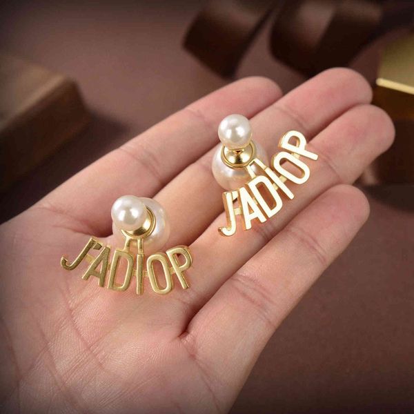 

70% off 2021 new classic letter size pearl selected 925 silver needle earrings