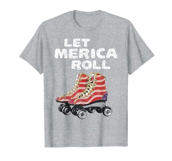 

vintage roller skating shirt 4th of july let merica roll t-shirt, White;black